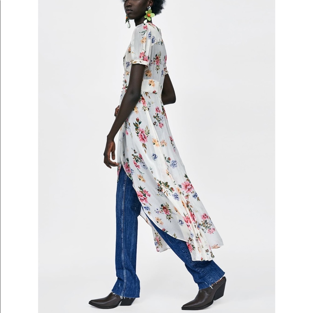 GORGEOUS ZARA NWT Long Floral Print Blouse Dress - Picture 3 of 4